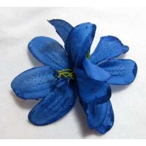  NEW Bright Blue Glitter Lily Hair Flower Clip, Limited 