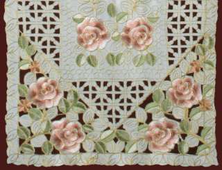   Daisy Floral Cutwork Pastel Easter Ivory Table Runner 15x68  