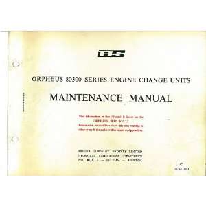 Bristol Orpheus Aircraft Engine Maintenance Manual Bristol Siddeley 