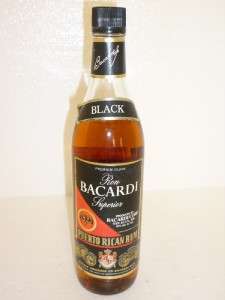 RON BACARDI SUPERIOR BLACK RUM PUERTO RICAN 750 ML VINTAGE BOTTLE 