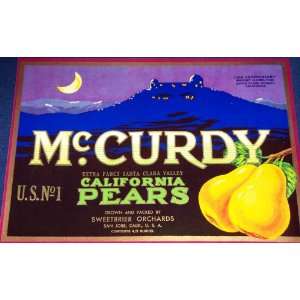  Lick Observatory, McCurdy Pear Crate Label, 1920s 