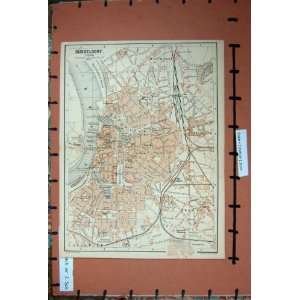   : MAP 1896 RHINE STREET PLAN DUSSELDORF GERMANY RIVER: Home & Kitchen