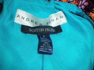 BOSTON PROPER ANDREA BEHAR Jewel Silk Halter Blouse Top Shirt Resort 