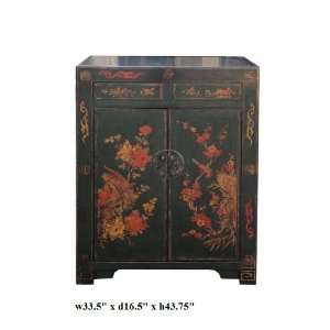   Chinese Green Flower Birds Side Table Cabinet Ass870: Home & Kitchen