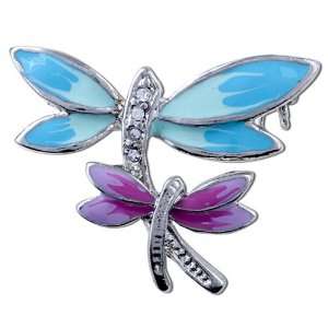    Dragonfly Clear Crystal Brooches And Pins Pugster Jewelry