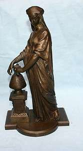 Eutrope Bouret 19C French Bronze Statue Woman W/ Jar  