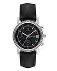   Watch Lady NY8365 Silver Cyrstals Boyfriend Sytle Black Leather Band