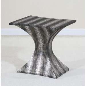  Contempo Striped Hour Glass End Table (Black/Silver) (20.5 