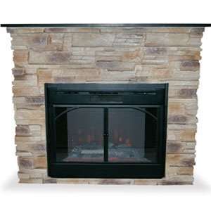 INDOOR ELECTRIC FIREPLACE W/ STACKED STONE SURROUND NEW  
