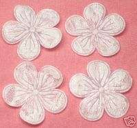 Embossed Lace Flower Appliques x100 White   Bridal  