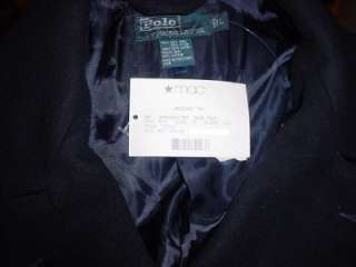   Ralph Lauren Academy Navy Blue Wool Pea Coat Jacket RTL $495  