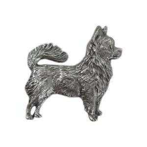  Pewter Chihuahua (Longhaired) Keychain