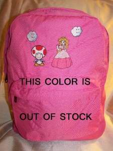 MARIO PRINCESS PEACH TOAD PINK BACKPACK EMBROIDERED  