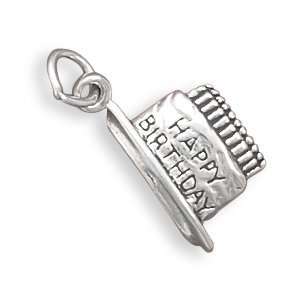   Sterling Silver (C) Birthday Cake Charm. 100% Satisfaction Guaranteed