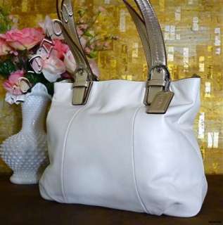 NWT COACH OMG! STUNNING SEXY SUMMER WHITE LARGE LEATHER CARRYALL TOTE 