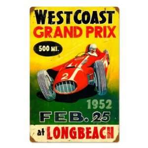  1952 West Coast Grand Prix Longbeach CA Vintage Metal Sign 