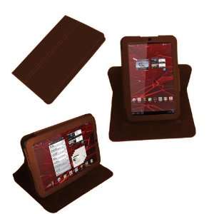  Navitech Brown Leather Folio Flip Cover Case With Adjustable Stand 