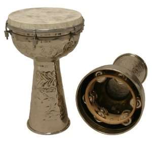    Nickeled Brass Doumbek, Small, with Jingles: Musical Instruments