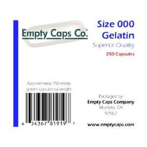  Size 000 Empty Gelatin Capsules   250 Count Health 