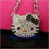 black Hello kitty crystal pendant necklace H85  
