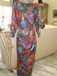 OSCAR DE LA RENTA LUXURY FAB LIGHT JEWEL TONES BROCADE TOP LONG SKIRT 