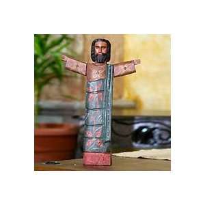  NOVICA Pinewood sculpture, Jesus Preaching Home 