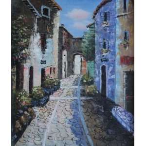  Narrow Cobbled Street Oil Painting 24 x 20 inches: Home 