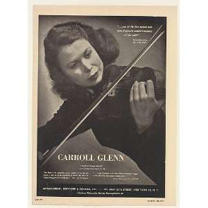  1948 Violinist Carroll Glenn Photo Booking Print Ad (Music 