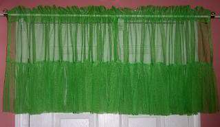 PENNEY HOME Can Can Tailored Ruffled Sheer Valance GREEN NWT 