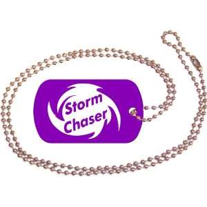 Storm Chaser Purple Dog Tag with Neck Chain
