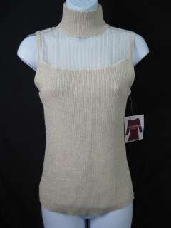 NWT CABLE AND GAUGE Beige Tan Shimmer Tank Top Shirt M  