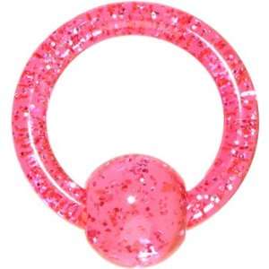  10 Gauge Pink Glitter Ball Captive Ring: Jewelry