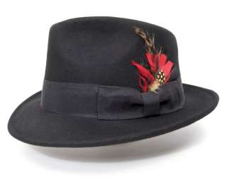 FEDORA Feather Gangster PIMP MOB GODFATHER Hat Black  