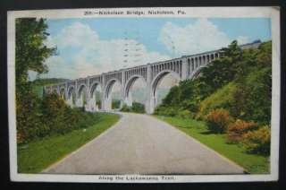 NICHOLSON BRIDGE, NICHOLSON, PA, POSTCARD, CANCEL, 1934  