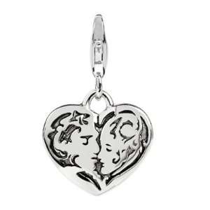 Sterling Silver Forever Heart Shape Charm with Lobster Clasp Width 5 