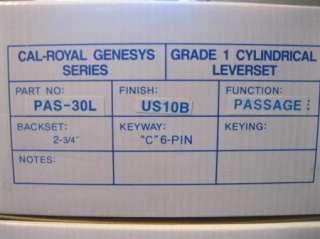 Cal Royal Cylindrical Passage Leverset Clutch PAS 30L Finish: US10B 