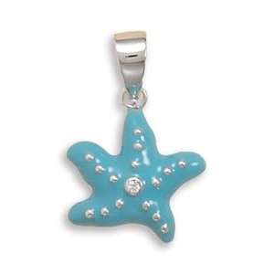  Enamel and CZ Starfish Pendant: Jewelry