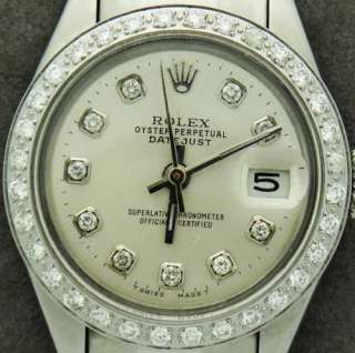 Rolex Oyster Perpetual Date Just Automatic Steel White Gold Diamond 