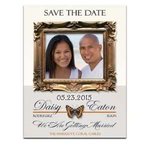   100 Save the Date Cards   Butterfly Burnt Orange Sky