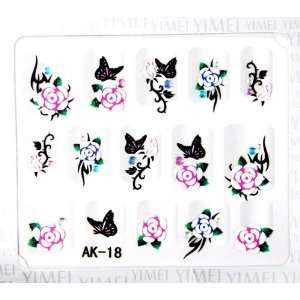   rose and butterfly fashion nail decals stereoscopic 3D nail stickers