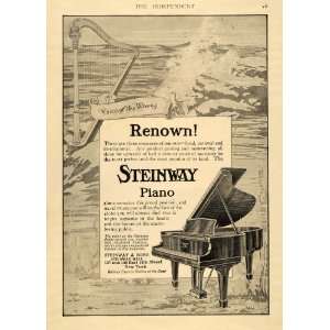 1912 Ad Steinway & Son Pianos Musical Instrument Harp   Original Print 