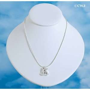   NC   C2217   SS tlf   Cat Angel   Snake Chain Necklace