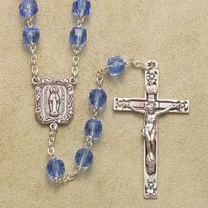 Sterling Silver Rosary September Birthstone Rosaries Catholic Tin Cut 