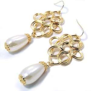    Gold Love Knot Pearl Drop Earrings: Portia Jewelry: Jewelry