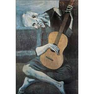 Black Wood Framed Poster   Pablo Picasso Old Guitarist Classic Print