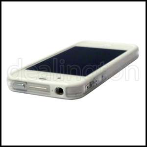   4G 4S White+Clear Bumper Case Metal Buttons AT&T Verizon Sprint  