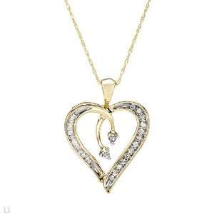 Yellow Gold 0.23 CTW Color J K SI1 SI3 Diamond Heart Ladies Necklace 