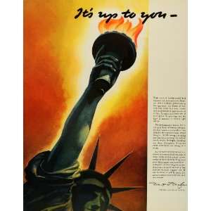 1942 Ad Douglas Aircraft WWII War Production Statue Lady Liberty 