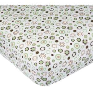 Carters Easy Fit Printed Crib Fitted Sheet, Ecru/Brown Circles Baby 