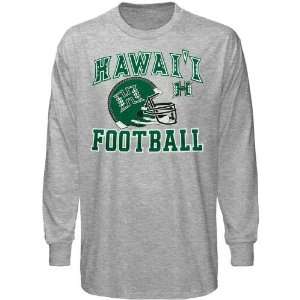   Hawaii Warriors Youth Ash Football Booster Long Sleeve T shirt Sports